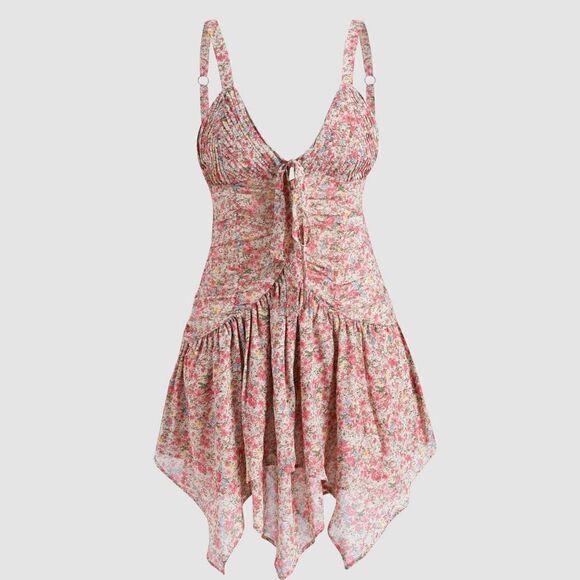 Nwt Cider Ditsy Floral Ruched Cami Dress sz S - Picture 1 of 14